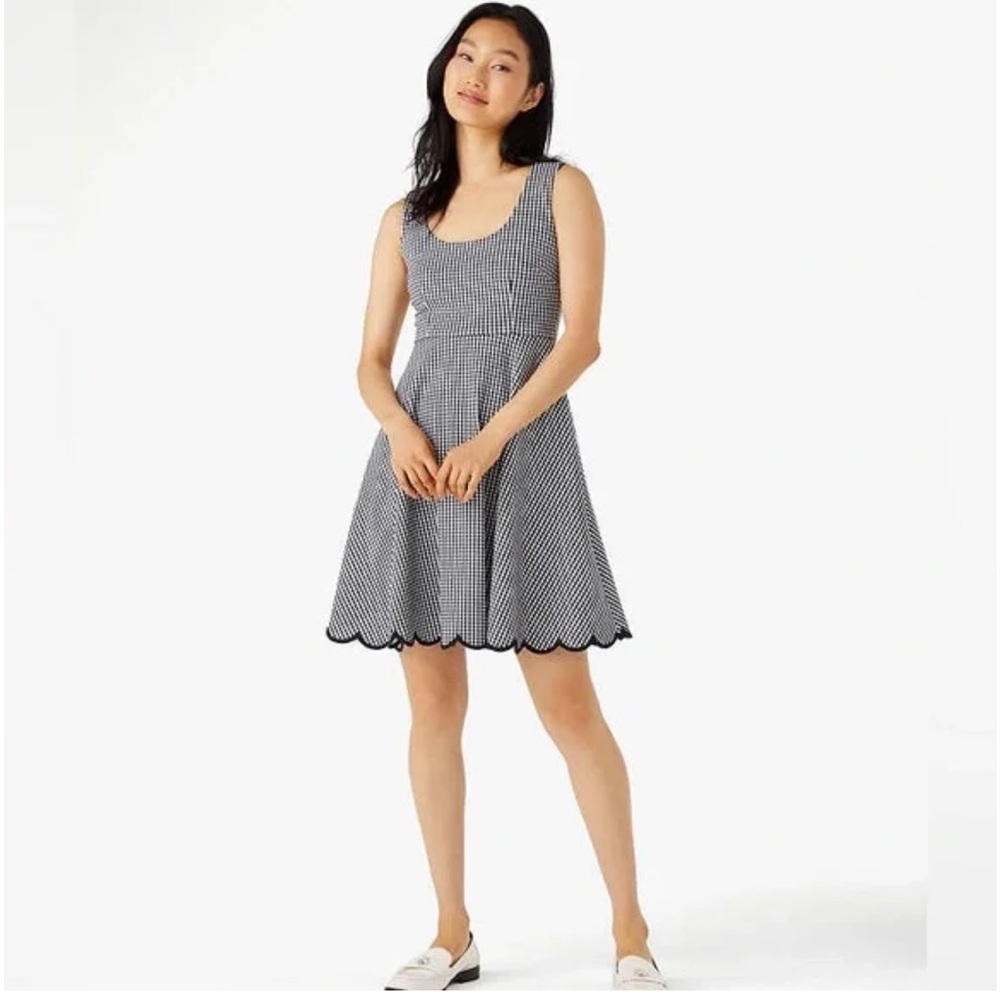 Kate Spade Jazzy Gingham Scalloped Ponte Dress